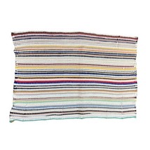 Vtg Midcentury Multicolor Rag Rug 33.5x23” Edge Used Worn - $19.79