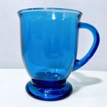 Anchor Hocking Vintage Cobalt Blue Glass Pedestal Footed Coffee/Tea Cup 16 oz. - £8.75 GBP