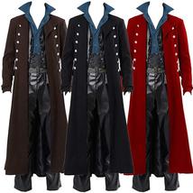 Vintage Medieval Costumes Steampunk Gothic Black Long Coat - £37.74 GBP