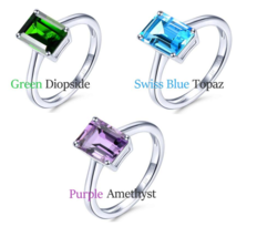 Exotic 925 Sterling Silver 2.4CT Natural Amethyst, Topaz, Diopside Gemstone Ring - £87.90 GBP+