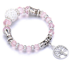 Fashion сharm elastic pink crystal tree beads DLBC07P - $8.99