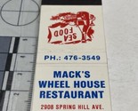 Vintage Matchbook Cover Mack’s Weel House Restaurant  Mobile, AL  gmg  U... - £9.89 GBP