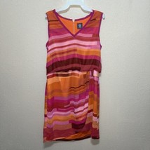 Vince Camuto Dress Stripe Sheath Shift Short Sleeve Back Zip Pink SZ 12 NEW $128 - £78.33 GBP