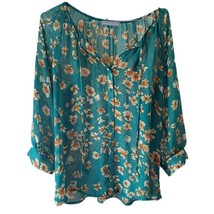 Olivia Moon Green Floral Button Down Blouse - £9.95 GBP