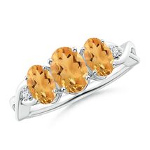 ANGARA Natural Citrine Three Stone Criss-Cross Ring in Silver (Size-7x5mm) - $246.05+