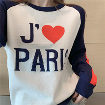 2022  Retro Streetwear Raglan Sleeves PARIS Love Sweater Women  Tops Sweatshirt  - $80.58