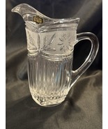 Zajecar Yugoslavia 24% Lead Crystal Pitcher 6.5” Cut Glass Floral Paneled - $33.64 CAD
