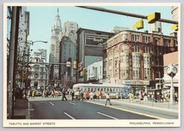 Twelfth And Market Streets Philadelphia Pennsylvania City Hall Vintage Postcard - $14.45