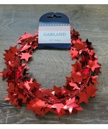 4th Of July Patriotic 25 Ft  Wired Garland With Red Stars-Brand New-SHIP... - $14.73