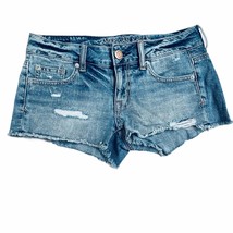 AEO Cutoff Distressed Blue Denim Jean Shorts Size 2 - £18.03 GBP