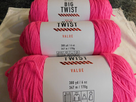 Big Twist Value lot of 3 Hot Pink dye lot 651952 - £12.54 GBP