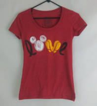 Disney Store Women&#39;s Red Cap Sleeve Scoop Neck Love Mickey Mouse T-Shirt Size XS - £7.74 GBP