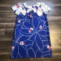 Vintage Granada Mumu House Dress Size Small Tropical Floral Blue Nightgo... - $27.00