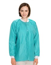 Teal Disposable Lab Jackets for Adults, Small 10 Pack of 45 GSM SMS - $37.98