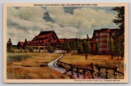 Yellowstone National Park Old Faithful Inn Haynes Studio Linen Postcard I26 - £5.53 GBP
