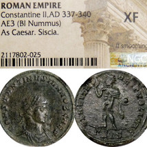 Constantine II under &quot;the Great&quot; Rare NGC XF. CLARITAS Sol with Globe Roman Coin - £193.80 GBP