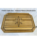 Rectangular Teak Table Top with Star Inlay–Square Corners for Marine,Boa... - $588.11 CAD