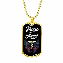 Express Your Love Gifts Nurse Angel Caduceus Necklace Stainless Steel or 18k Gol - £33.25 GBP