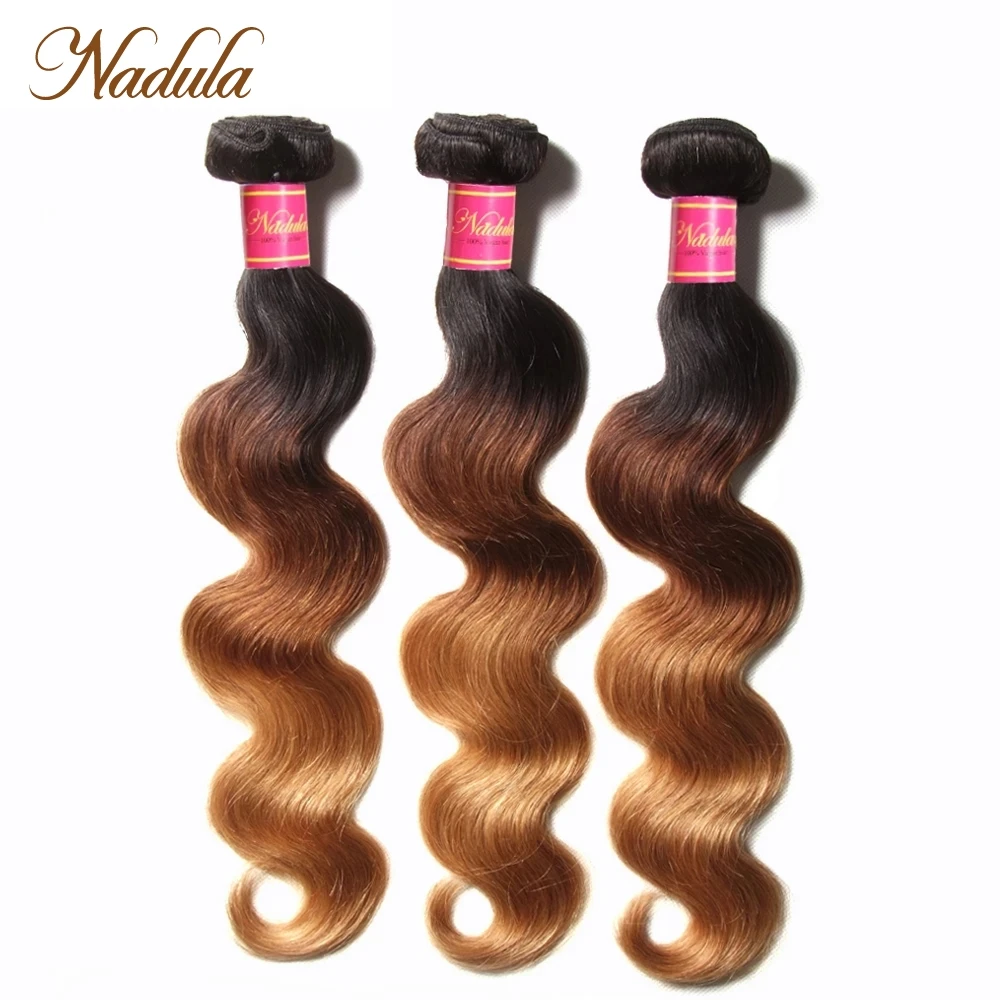 Nadula Hair Brazilian Body Wave Human Hair Bundles 1B-4-27 Ombre Remy Hair - $186.73+