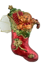 A Holiday Tradition Stocking Ornament Hand Painted Ornament w Metallic Paint - $5.94