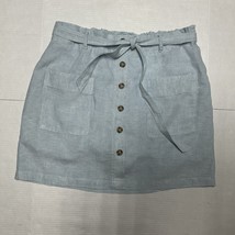 Jones New York Women’s Linen Skirt Skort Faux Buttons Light Blue Size La... - $413.27 MXN