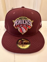 NY Knicks Burgundy purple Fitted Cap Size 7 3/4 New Era - £19.88 GBP