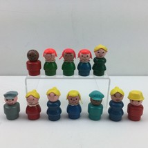 Vintage Fisher Price Little People Small Wood Round Set Of 12 Adult Kid Figures - £59.94 GBP