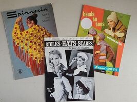 Lot Of 3 Stoles Hats Scarfs &amp; Shawls To Crochet &amp; Knitt Vintage Pattern ... - $30.24