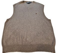 Polo Ralph Lauren Sweater Vest Mens XL Gray Pima Cotton Knit Pullover Pony - $28.50