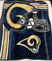 Los Angeles Rams  Fleece Throw Blanket Helmet Logo Tan/Blue58x50 - $18.49