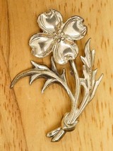 Vintage Estate Jewelry 925 Sterling Silver DOGWOOD Floral Brooch Pin - £22.94 GBP