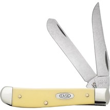 Case xx Knife Mini Trapper Smooth Yellow Delrin Carbon Steel Pocket Kniv... - $52.99