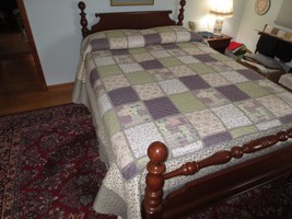 Hand Quilted Mt. Sterling Blossom Polyester/Cotton Patchwork Quilt -102&quot; X 118&quot; - £65.86 GBP