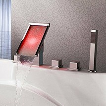 Chrome LED Waterfall Bathroom Sink Faucet Sink Mixer Tap Deck Mounted - £279.18 GBP