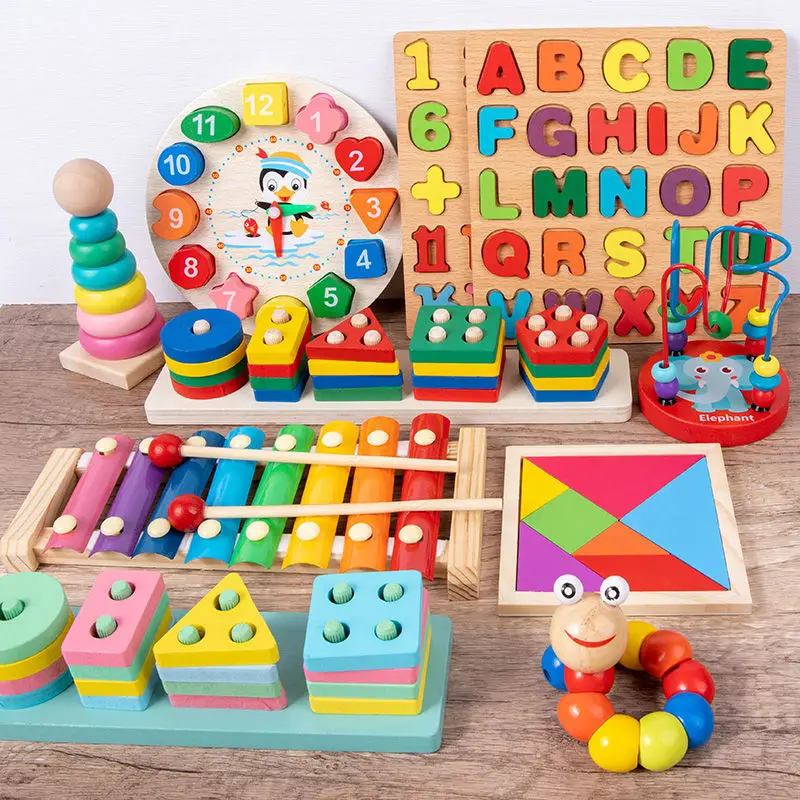 Montessori Baby Toys Educational Wooden Puzzle Games Baby Development Toys - £7.83 GBP+