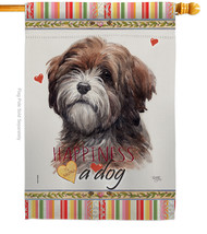 Brown Tibetan Terrier Happiness - Impressions Decorative House Flag H110229-BO - £32.63 GBP