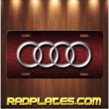 AUDI Inspired Art on Simulated Red Carbon Fiber Aluminum License Plate Tag - £14.29 GBP