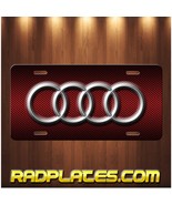 AUDI Inspired Art on Simulated Red Carbon Fiber Aluminum License Plate Tag - £14.05 GBP