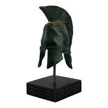 Leonidas Helmet King Spartan Hero Alabaster Sculpture Bonze Green Effect Small - £35.99 GBP