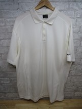 Nike GOLF polo Shirt Dri Fit VTG White Athletic 1/4 Button Short Sleeve Mens XL - $17.81