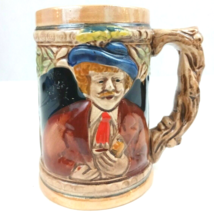 Vintage Man With Pipe Outside Village With Tree Handle Beer Mug Stein Co... - $14.54