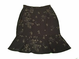 Worthington Ruffle Skirt 8P 8 petite Brown Floral Trumpet USA Career NWT - $345.35 MXN