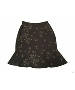 Worthington Ruffle Skirt 8P 8 petite Brown Floral Trumpet USA Career NWT - $345.35 MXN
