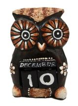 Balinese Wood Handicrafts Hypnosis Eyes Nocturnal Owl Desktop Calendar F... - €18,14 EUR