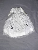 12” Vintage Mattel Barbie Outfit 1980’s Wedding Dress Lace Mesh Silver Trim - £19.75 GBP
