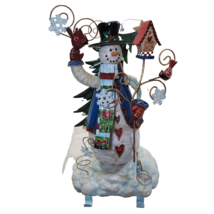 Stocking Holder Christmas Grandeur Noel Snowman Tin Tabletop Sculpture #2 - £31.96 GBP