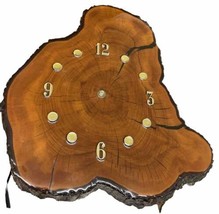 Vintage Lacquered Tree Stump Clock Mid Century Live Edge Wood Slab Needs Hands - £15.82 GBP