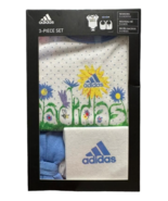 Adidas Baby Girl 3pc Boxed Set Light Blue Bodysuit/Bib/Hairband 0-6M - €19,67 EUR