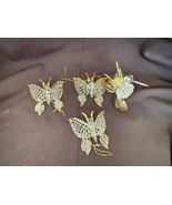Crystal Butterfly &amp; Hummingbird Glass Ornaments Set – Gold Trim Holiday ... - $29.41