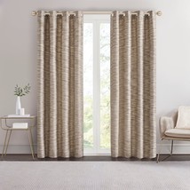 Madison Park Woven Pattern Blackout Curtain Panel Size 84 x 50 Inch Color Brown - £34.53 GBP